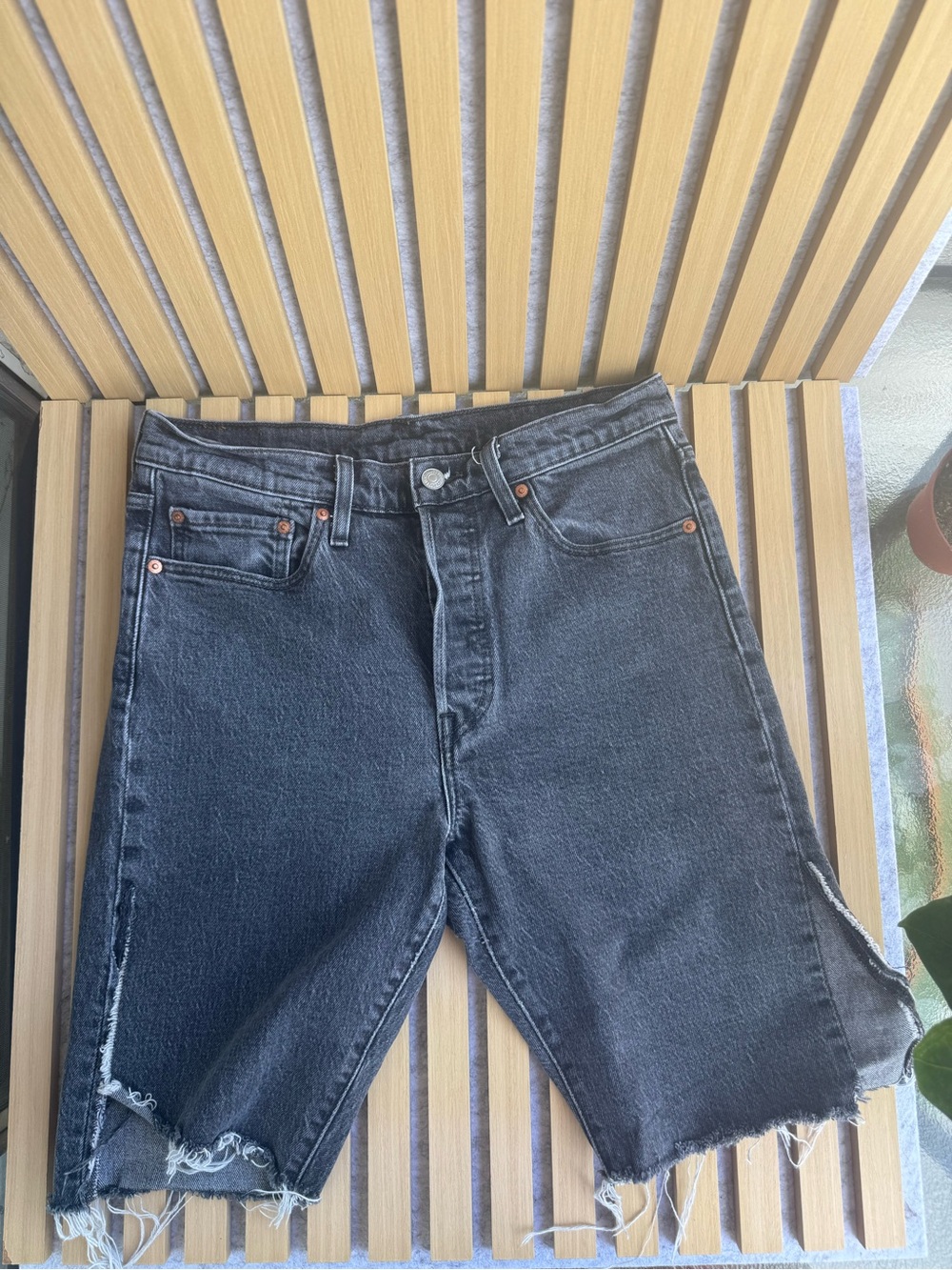 Levi's Black Distressed Cutoff Denim Shorts